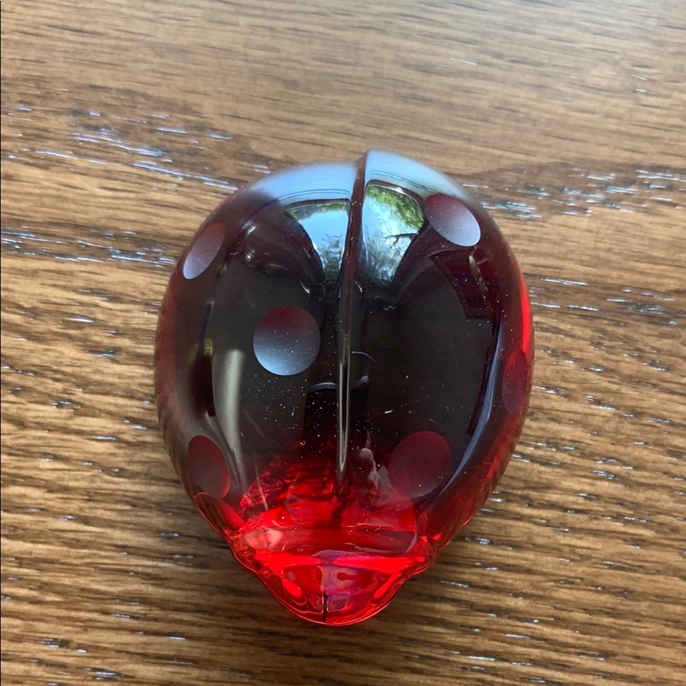Baccarat Red Crystal Ladybug Paperweight – Rare French Art Glass